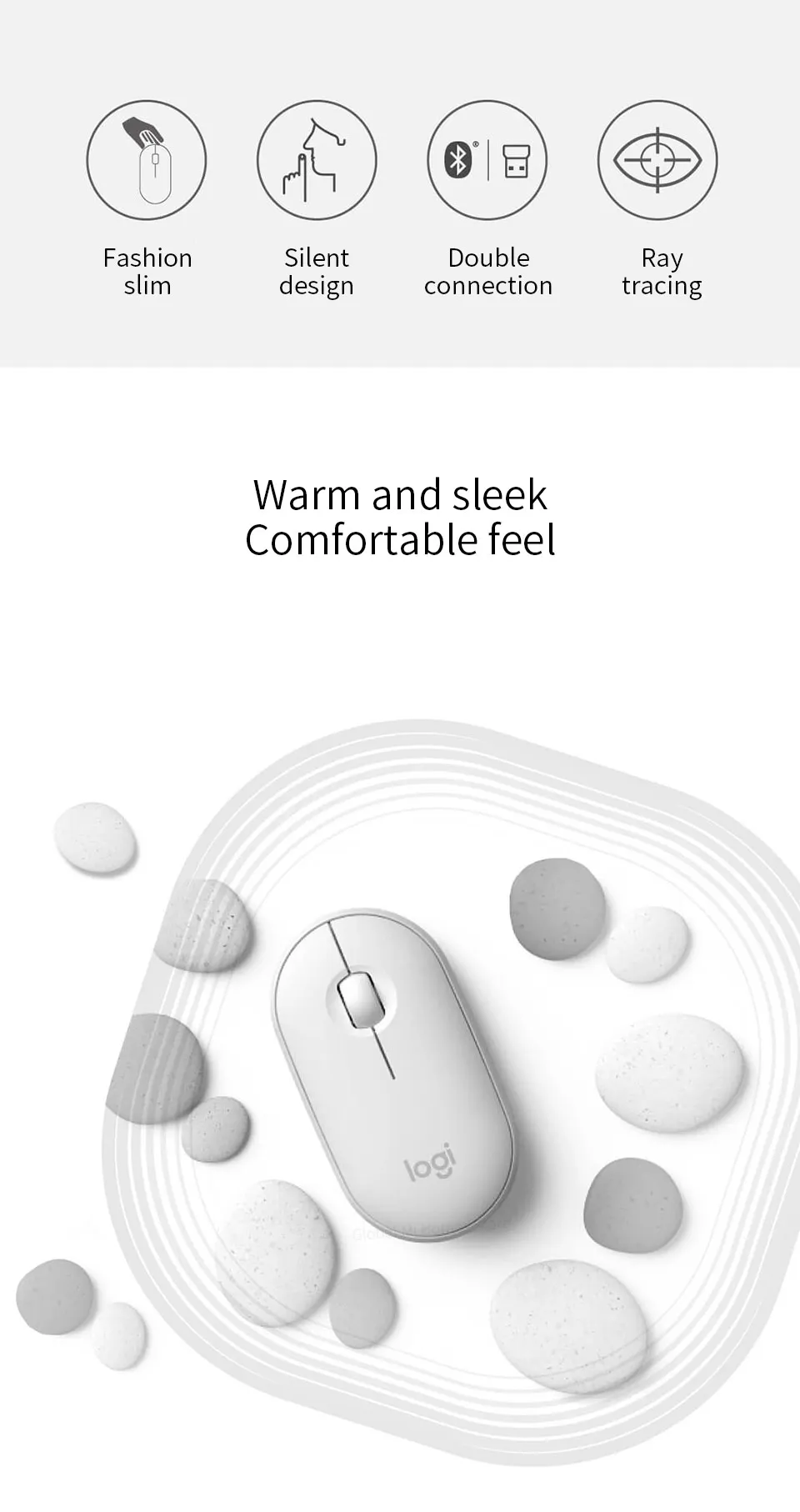 Xiaomi Mijia logitech Cobblestone беспроводной Bluetooth двухрежимный Тонкий Модный немой двойной Соединительный оптический трекинг ноутбук