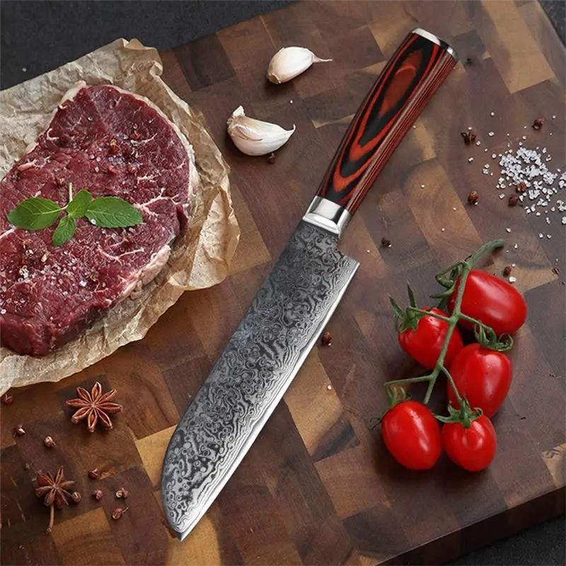 Дамаск Сталь нарезки Ножи Sharp рыба лосось Мясо филе Тесак для фруктов и овощей, нож для суши овощерезка кухонные ножи шеф-повара