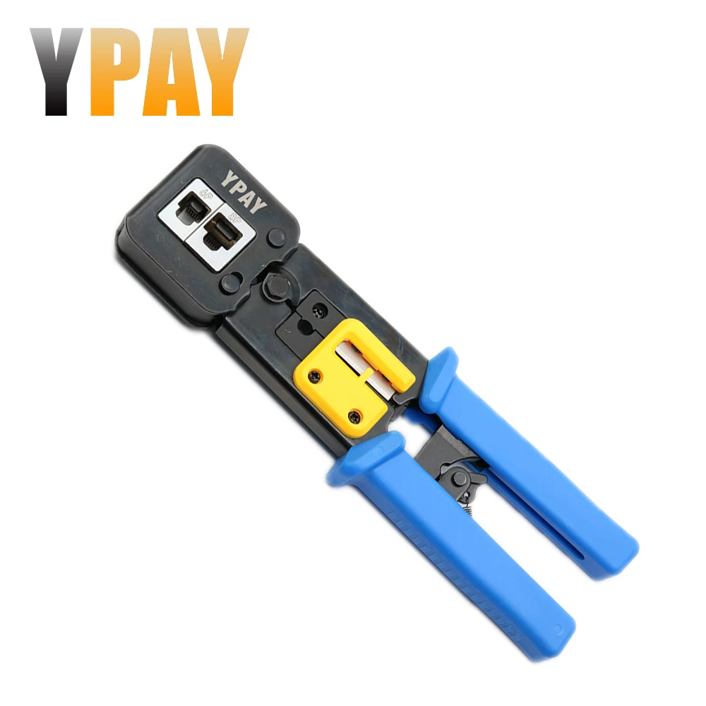 Ypay ez rj45 cabo ferramentas crimper rg45 ethernet internet rede alicates rj12 cat5 cat6 8p 6p rj 45 stripper braçadeira pinças clipe