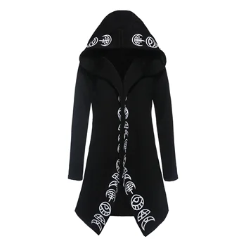 

Women Hoodies Casual Black Gothic Punk Hip Hop Tops Plus Size Loose Hooded Solid Print Cotton Female Fashion Goth Sweatshirts