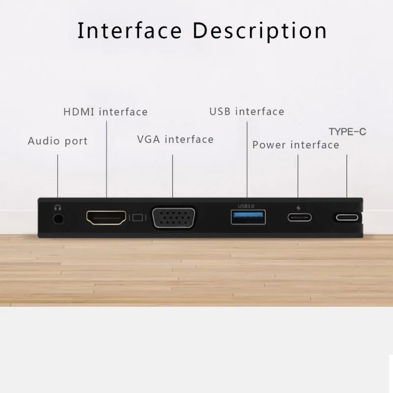 Usb-хаб C 6 в 1 Thunderbolt 3 type C адаптер док-станция 3 USB 3,0 порт 4K HDMI 1080P VGA для Macbook Pro HDMI VGA Ethernet Аудио разъем