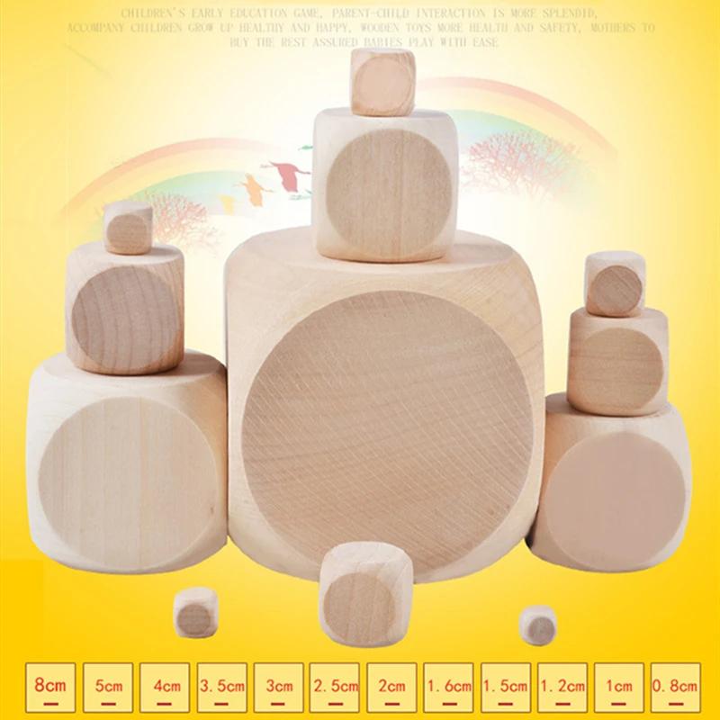 Game Dice 10pcs 6 Sided Blank Wood Dice Party Family DIY Games Printing Engraving Kid Toys Dices for Gaming for Children Wood Cube Dices