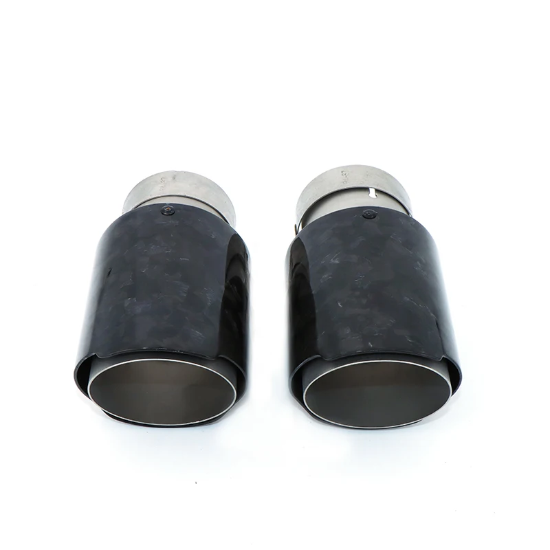 Car Glossy Scattered Pattern Carbon Fiber Muffler Tip Exhaust System Pipe Mufflers Nozzle Universal Straight Stainless AK DZ007