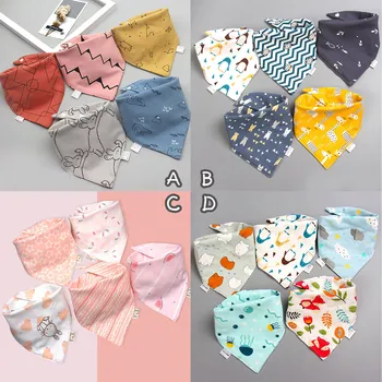

5PCS Cute Cartoon Waterproof Baby Bandana Bibs Drool Drooling Teething Bibs with Snaps for Baby Feeding Accessories