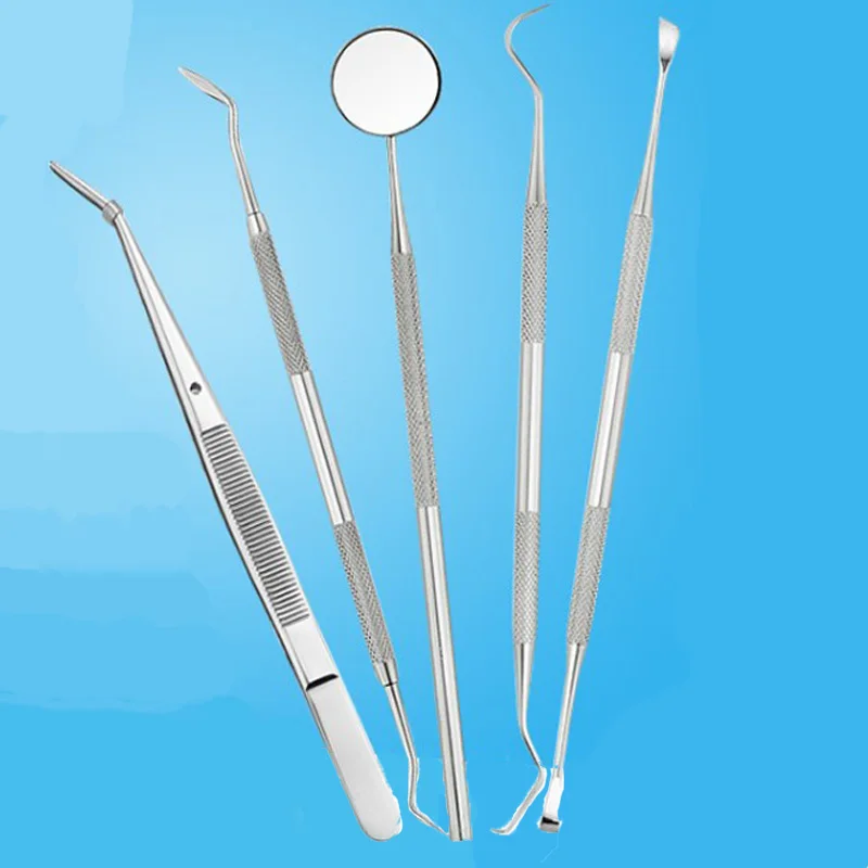5 шт./компл. инструмент для стоматолога из нержавеющей стали пинцет чистки зубов