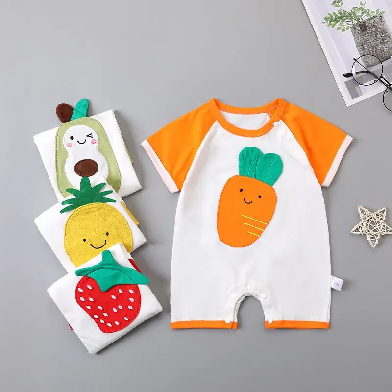 

summer romper baby 0-2 Years Newborn Baby Unisex Fruits Romper 100% Cotton Print Rompers Short Sleeve Clothes Toddler Outfits