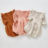 Baby Girls Knitted Bodysuit 2022 Spring Infant Newborn Long Sleeve Solid Ruffled Jumpsuit Outfit Set Baby Spring Autumn Clothing
