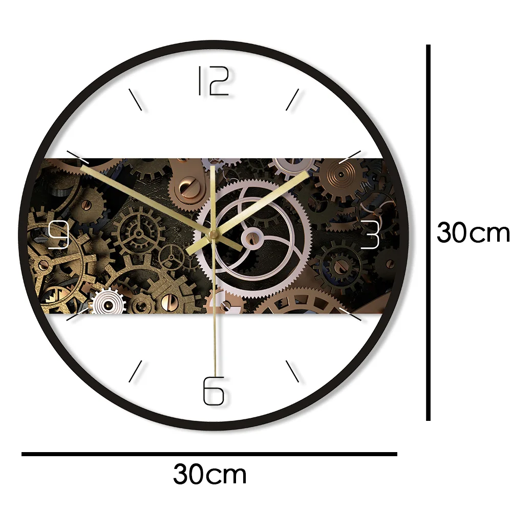 Заводные настенные часы в стиле стимпанк, зубчатые колеса, часы с механизмом, напечатанные настенные часы, механический инженер, домашний декор, механик, подарок