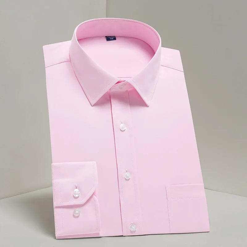 Dress Shirts Men's Twill Dress Shirts Long Sleeve regular fit office business mens social shirts with chest pocket S~8xl