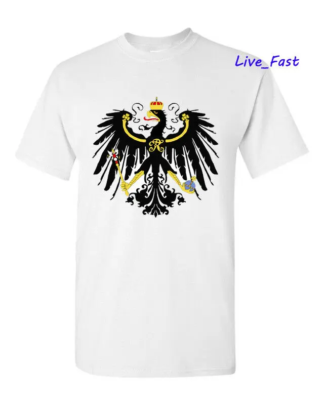 

PRUSSIA PRUSSIAN BATTLE FLAG T SHIRT EAGLE CREST imperial germany poland ww1 ww2 Short Sleeve Tee Shirt Free Shipping cheap whol