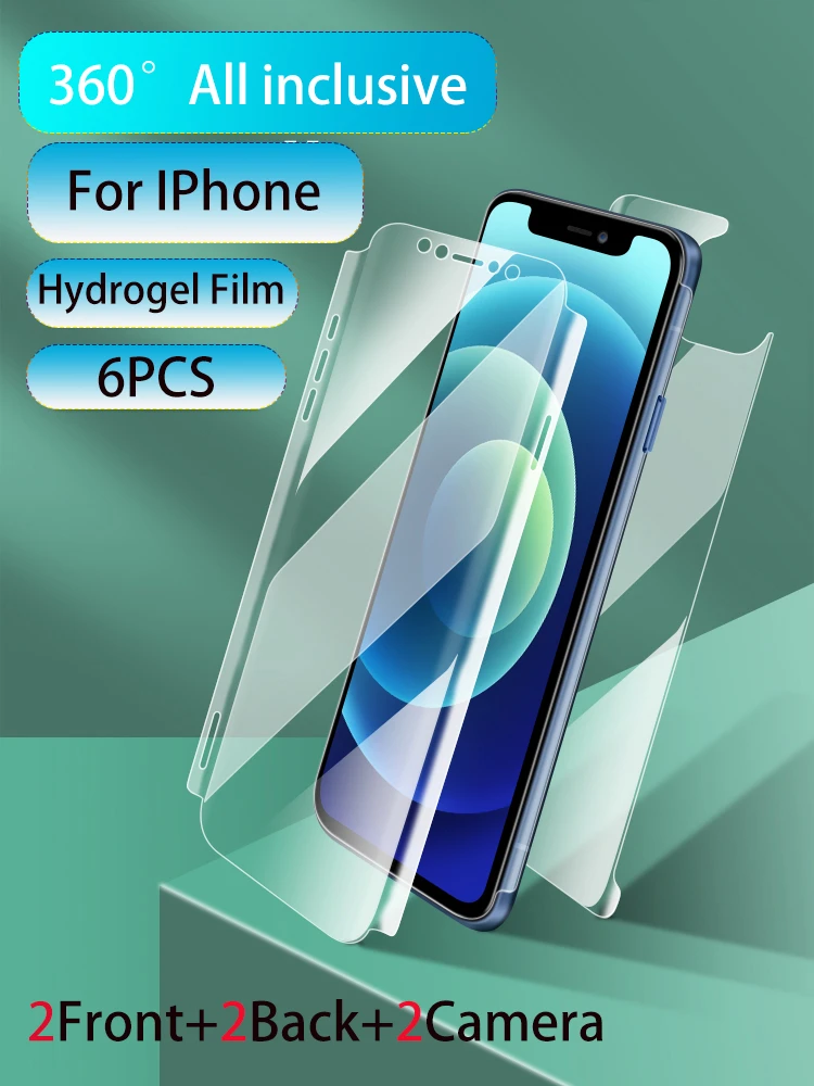 3 In 1 360° All Inclusive 13Pro Max Screen Protector XS XR Hydrogel Film For IPhone 12 Pro Mini X Soft Front Back Camera 11Pro phone glass protector