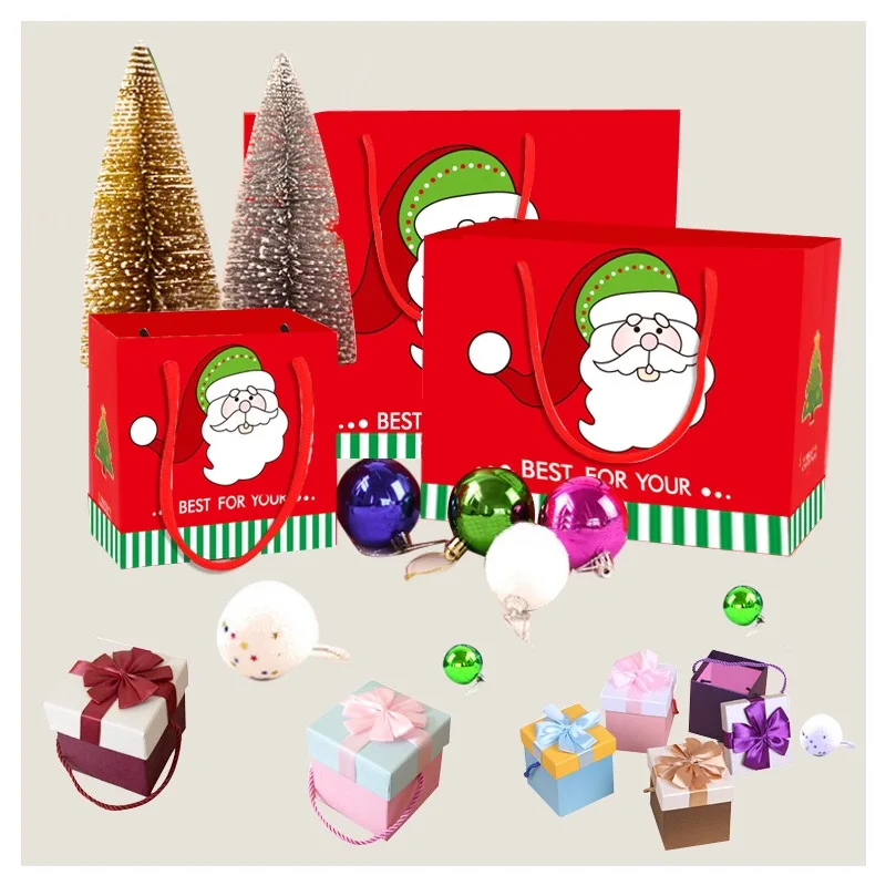 

5pcs/lot New Year Gift Bags Christmas Favors cookie Packing Bag Present Packet Santa Claus/elk /snowmanGift Bags with handle