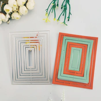 

Rectangular through hole lace background level square frame metal cutting mould DIY scrapbook photo album relief handicraft moul