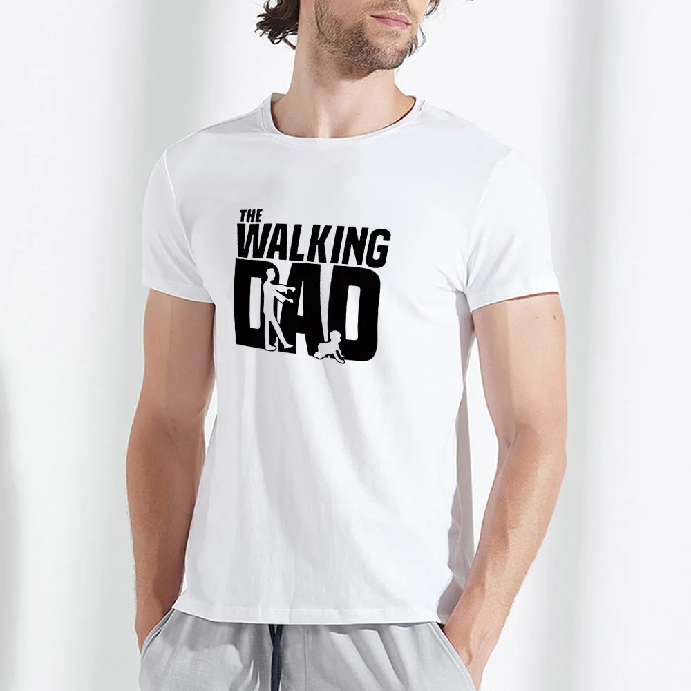 Футболка мужская с принтом на День отца модный топ коротким рукавом и круглым