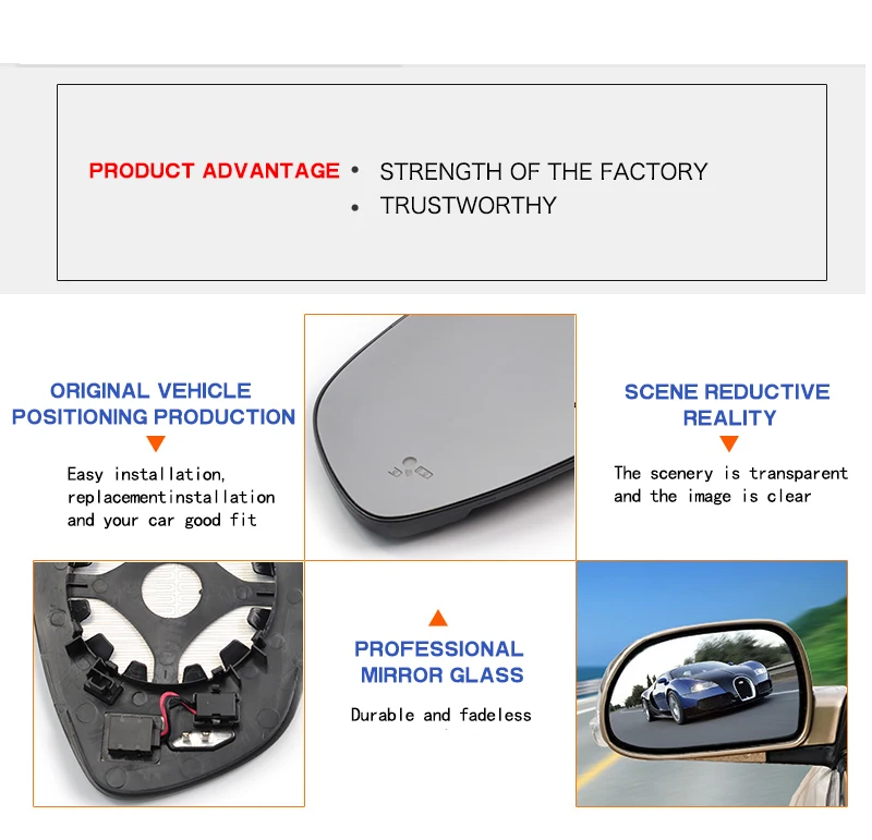 Car mirror glass  with bind spot  BSM BSD BSA for CITROEN C3 (2009-15) C4 (2010-2019) C5 (08-19) DS3(09-19) DS5(11-17) front fender car