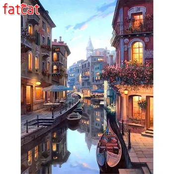 

FATCAT 5d diy Diamond Painting Water city Diamond Embroidery landscape Full Square Round drill Mosaic stickers home decor AE561