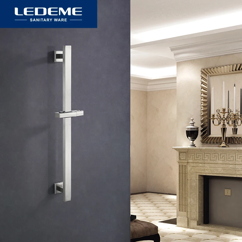 

LEDEME Stainless Steel Shower Rod Lifter Pipe Lifting Frame Square High Quality Adjustable Head Holder L78002-3