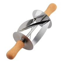 Круассан, хлеб резак Вертлюги Из Нержавеющей Стали тесто скалка для выпечки деревянной ручкой выпечки кухонный нож