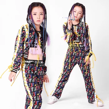 

Bandage Printed T Platform Go Show Latest Fashion Children Clothing Sir Dance Costume Personality Originality Performance Suit