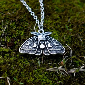 

12pcs unique Witch dead head skull moth necklace moon Witchcraft