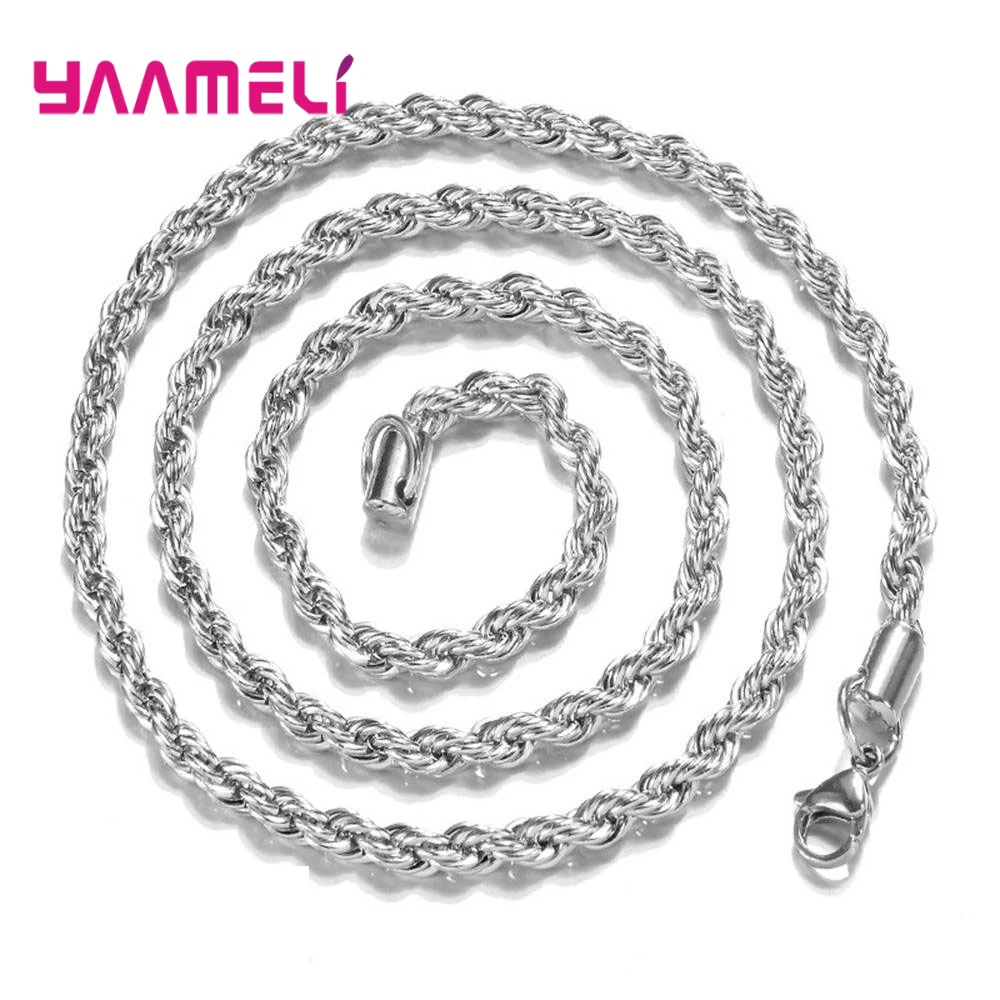 925 Sterling Silver Popcorn Twisted Chain Necklace for Men Women Birthday Gifts Party Jewelry 2MM 3MM 4MM Width 16-30 Inches