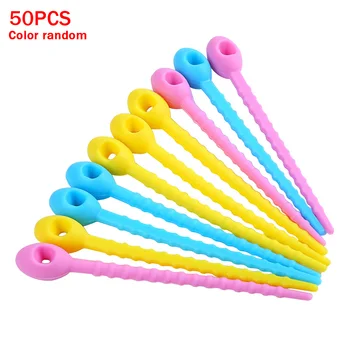 

50pcs Soft Self Locking Cable Tie Reusable Silicone Kitchen Garden Multifunctional Tighten Fasten Cord Management Home Office
