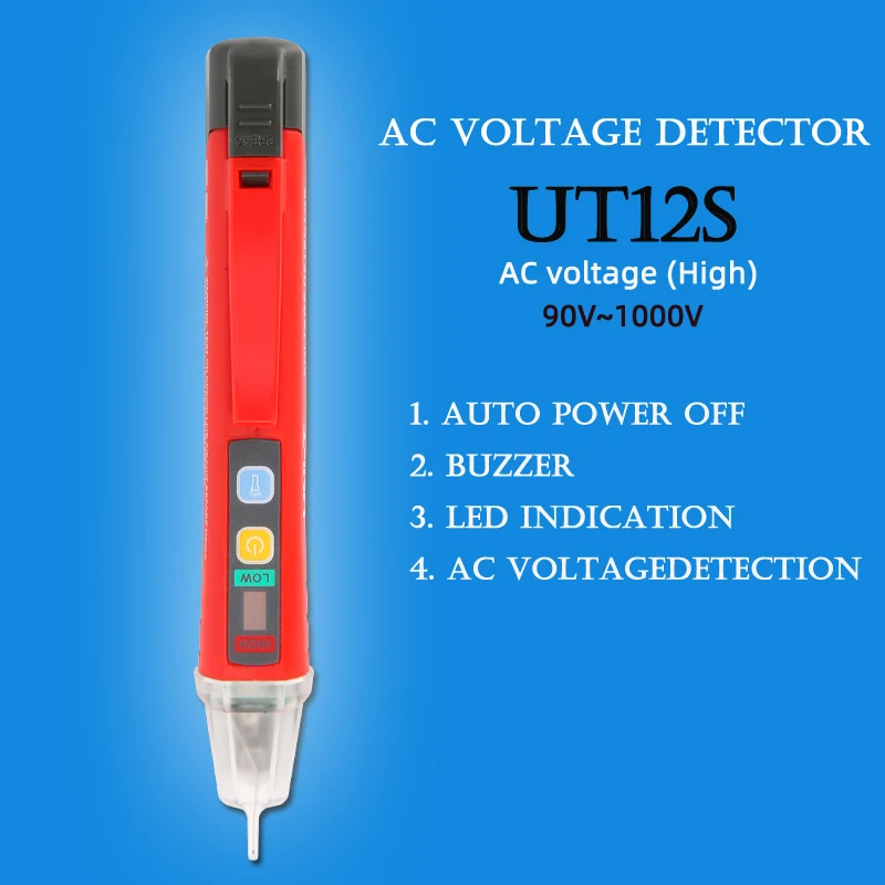 UNI-T UT12D/S/UT13A/B AC Voltage Detector; IP67 protection level non-contact electrician / household test pen UT12E/UT12M - Цвет: UT12S