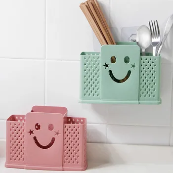 

Multi functional plastic drain storage chopsticks holder kitchen wall-mounted chopsticks cage storage box ZP7271547