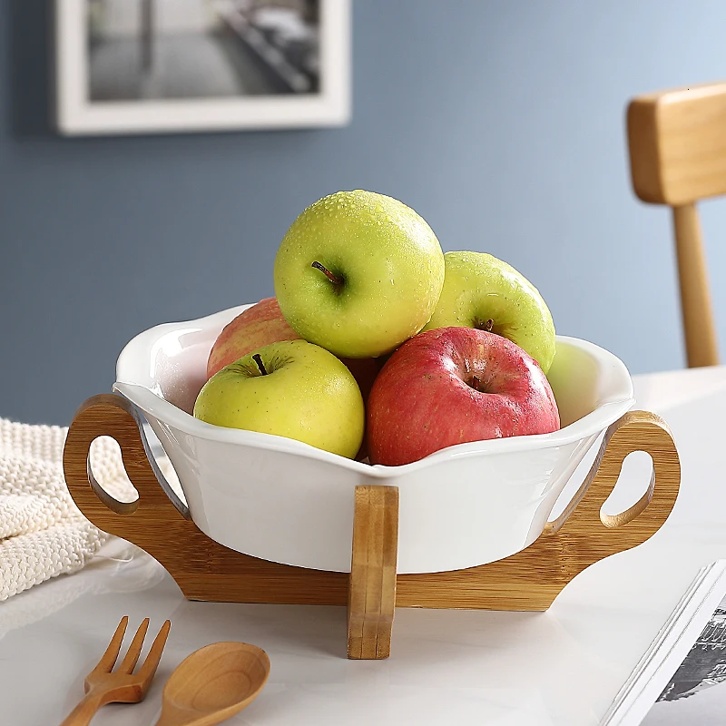 Керамическая корзина для сушеных фруктов с лепестками конфет для гостиной, домашняя Фруктовая тарелка для закуски, креативное украшение для кофейного стола