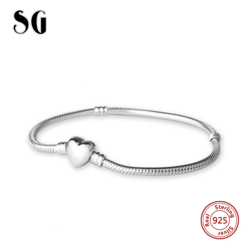 New 19CM,22CM Snake Chain Luxury 925 Sterling Silver Bracelet DIY Charms Authentic Fashion Jewelry making for women gift