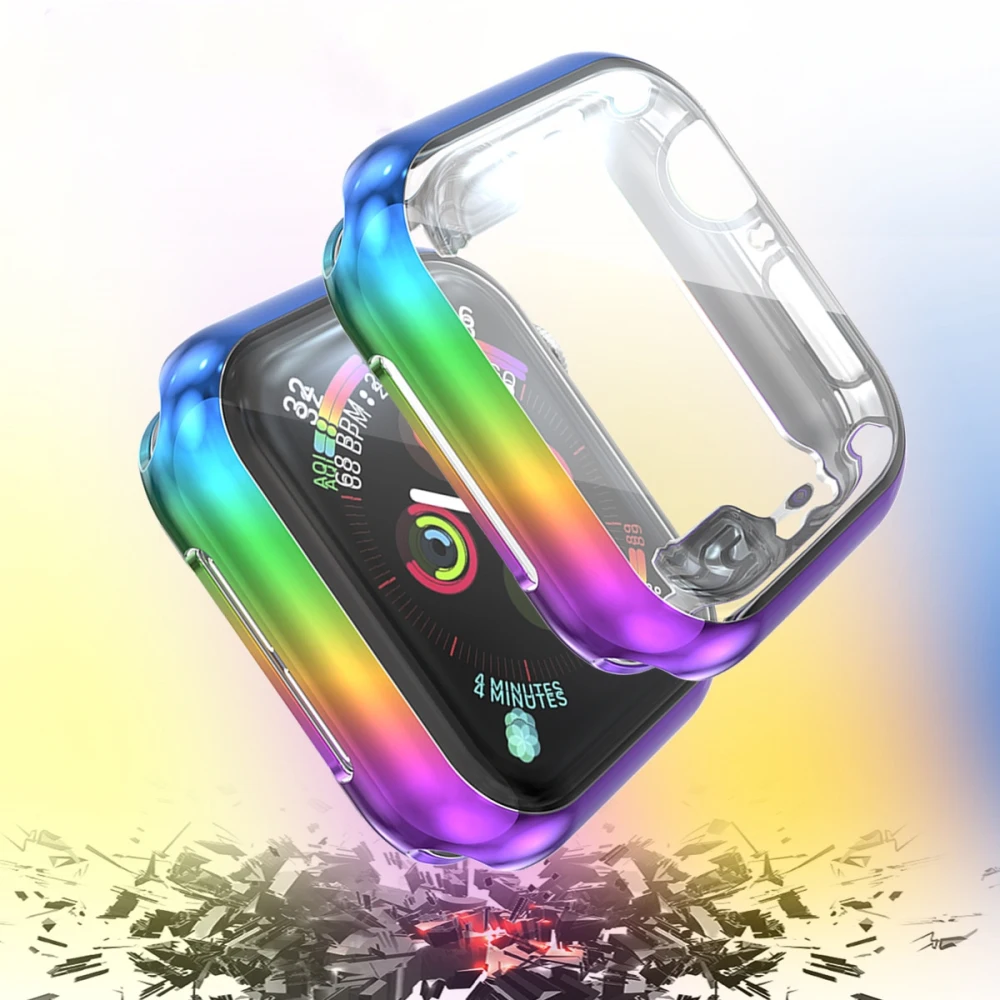 Чехол для часов для Apple Watch Series 5 4 3 2 1 чехол 40 мм 44 мм Тонкий градиентный ТПУ чехол Защита для экрана для iWatch 38 мм 42 мм