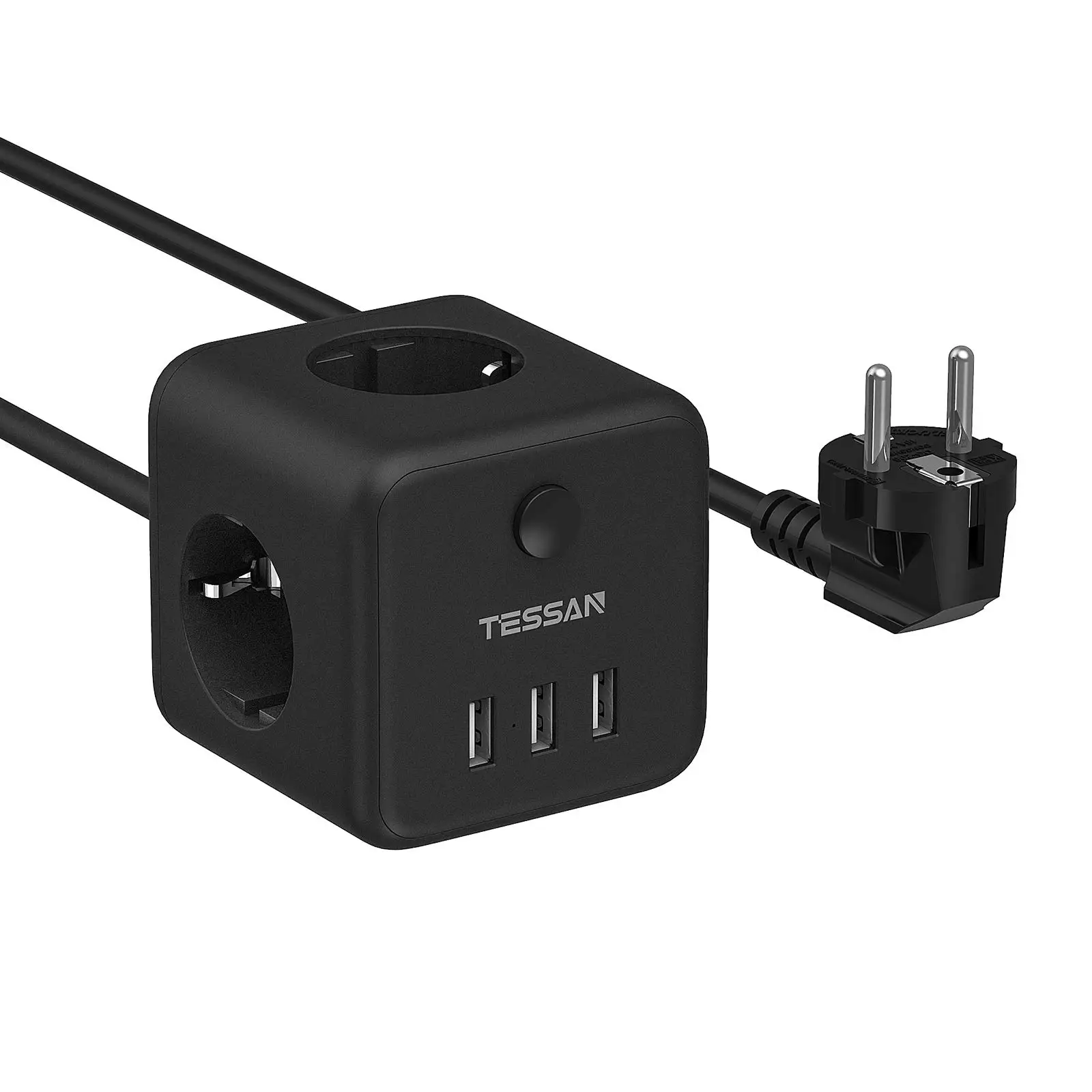 TESSAN 12-Way Socket Strip (2500W / 10A) 5 USB Ports, Multiple Sockets with Switch Overload Protection for Home Office, 2m cable