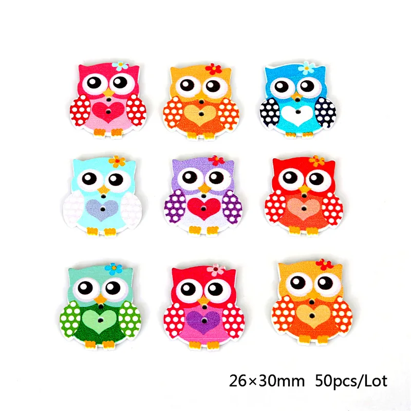 06 26x30mm 50pcs 50-100 шт Сова/кошка/Улитка/бабочка/медведь в форме животных 2 отверстия деревянные пуговицы «сделай сам» шитье скрапбукинг Ребенок ремесло аксессуар для одежды - Цвет: 06 26x30mm 50pcs
