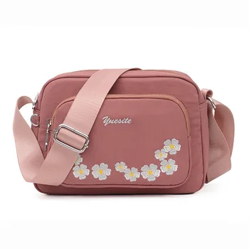 

New women's lightweight middle-aged mother bag nylon water-repellent shoulder bag multi-layer embroidered crossbody bag