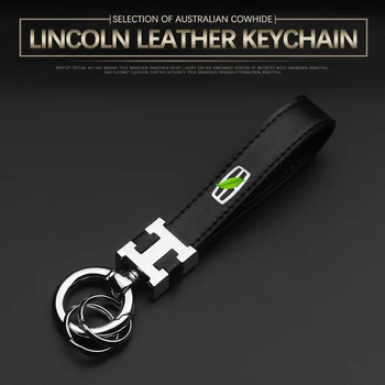 

Lincoln car key ring mkz/mkc mkx car logo badge leather key chain chain new navigator continental car with metal key ring