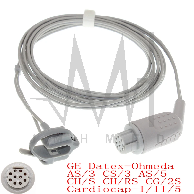 

Compatible with spo2 Sensor GE Datex-Ohmeda AS/3 CS/3 AS/5 CH/S CH/RS CG/2S Cardiocap-I/II/5 Monitor,Finger/Ear Oximetry Cable