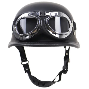 

Zombies Racing Vintage Motorcycle Helmet Half Face Retro Moto Helmet Casque Scooter Helmets Crash Helmet with Goggles Sub Black