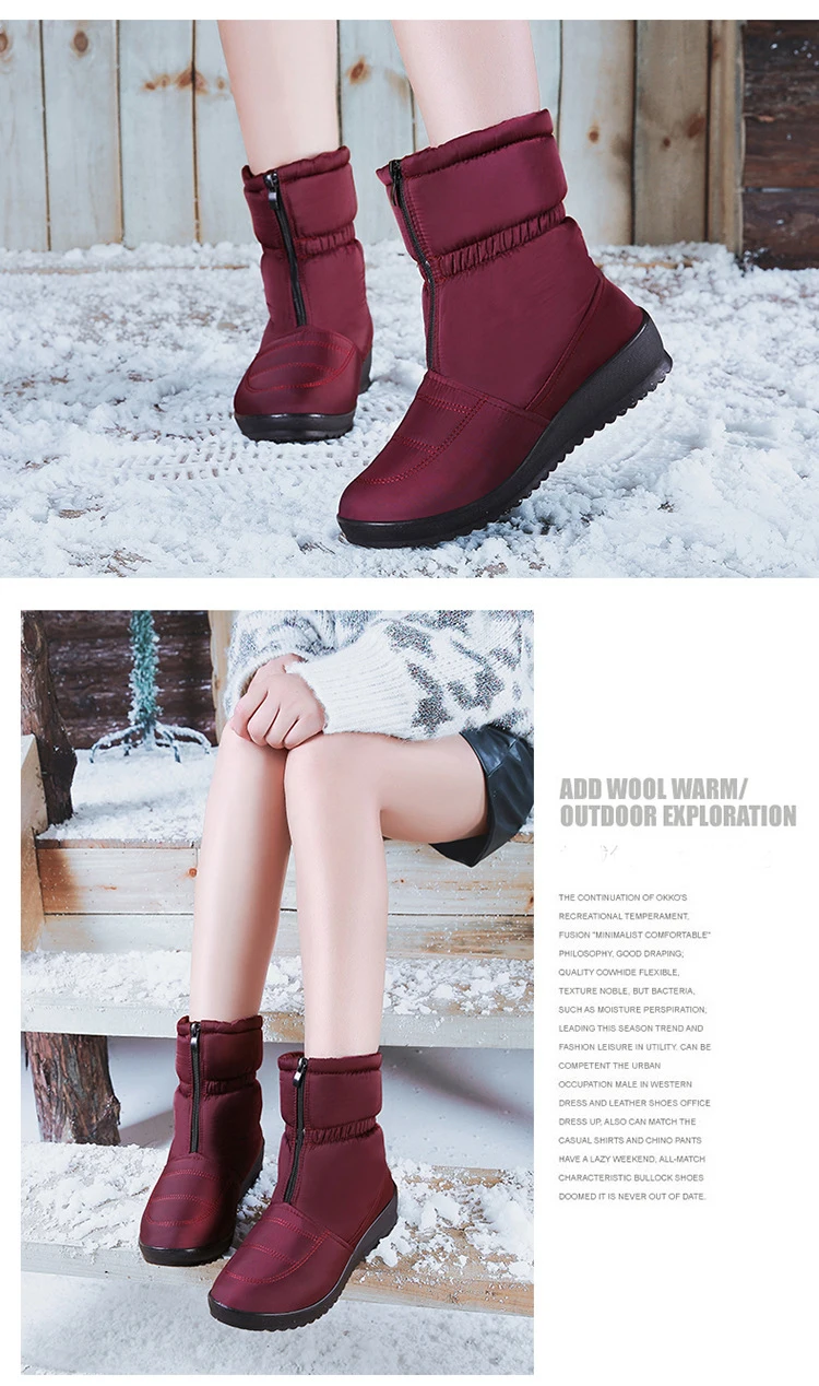 Ботильоны; женские зимние ботинки; водонепроницаемые женские ботиночки; зимние ботинки на молнии; короткая плюшевая обувь для женщин; Цвет Черный; botas mujer;
