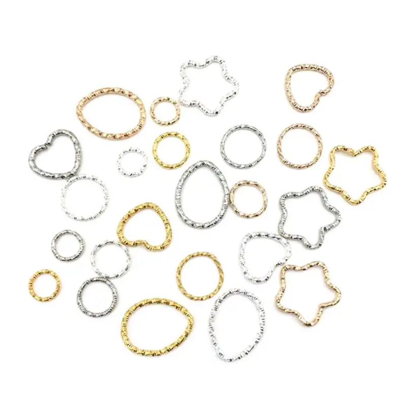 

100pcs 8 10 12 15 18 20mm Twisted Round Plum Flower Closed Jump Rings Connector For DIY Charms Spacer Beads Jewelry Findings