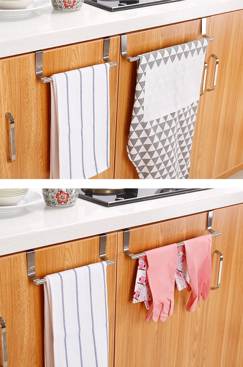 Towel Stand Rack Kitchen Cupboard Hanger Stainless Cabinet Steel Bathroom Q5J9 