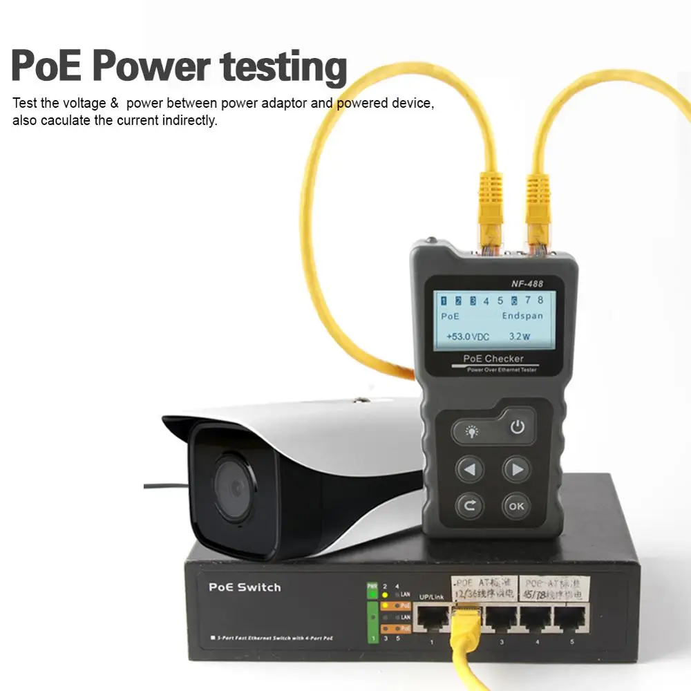Noyafa NF-488 Poe проверки RJ45 тест силового тока тестер CAT5 CAT6 кабельный тест er NF488