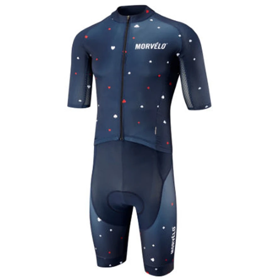 Синий MORVELO мужской костюм для триатлона велосипедная Одежда MTB велосипед skinsuit ciclismo боди дышащий спортивный для плавания и бега гель - Цвет: Синий