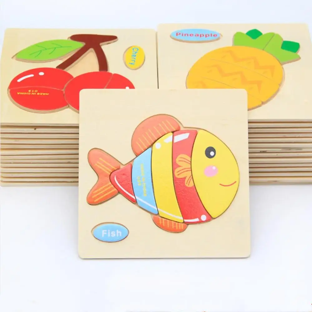 

3D Wooden Kids Puzzle Toys Fruits Traffic Animals Intelligence Development Kids Tangram Jigsaw Puzzle Toys