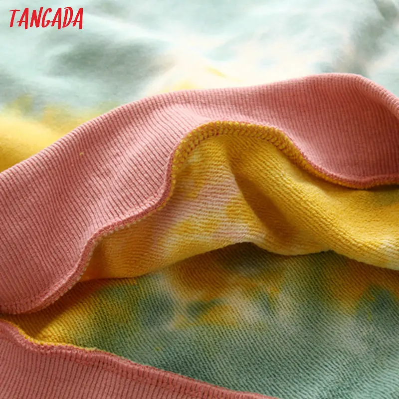 Tangada для женщин Tie dye негабаритных кофты с длинным рукавом японский стиль пуловеры женские повседневные топы XLJ24