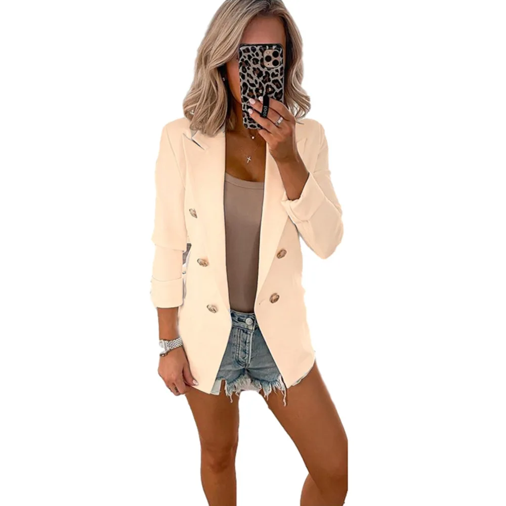 Female Small Suit Solid Color Slim Business Suit Collar Cropped Jacket Plus-sized ropa para mujer  women blazer  fall jacket for