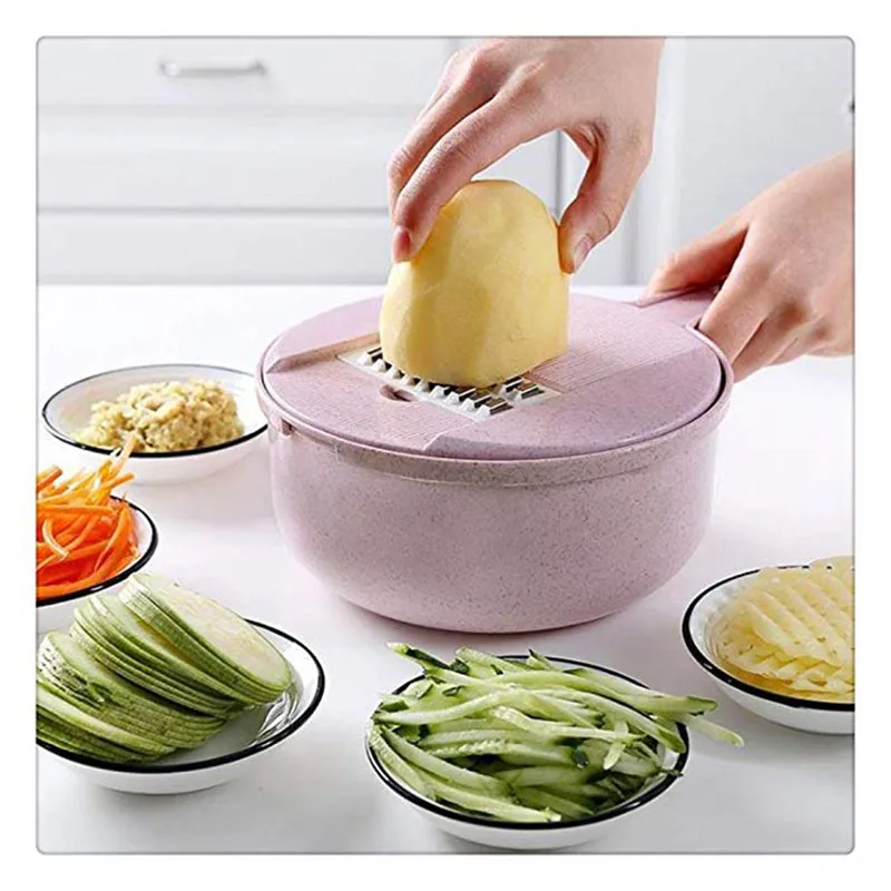 Pink Walfos овощная кухонная принадлежность для резки мандолина слайсер фруктовый резак картофель овощечистка сыра овощная терка - Цвет: Pink