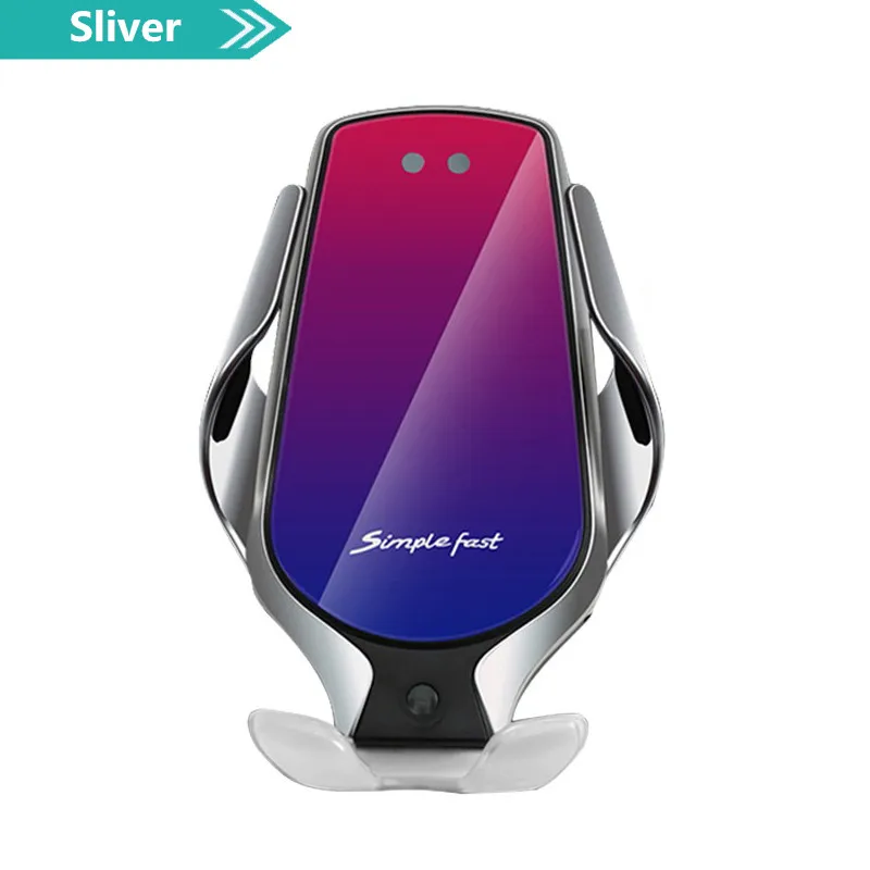 Sliver R9 Smart sensor автомобильное беспроводное зарядное устройство для iphone 8 X XR XS Max Беспроводная Быстрая зарядка автомобильный держатель 10 Вт автомобильное зарядное устройство для samsung S8 - Цвет: Sliver