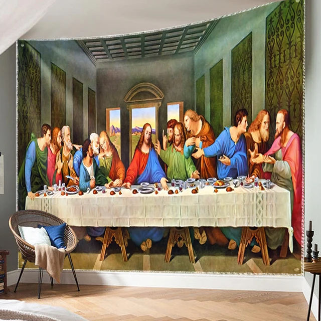 The Last Supper Tapestry Christ Resurrection Jesus Easter Wall Art Room Decor Christmas Decoration Large Fabric