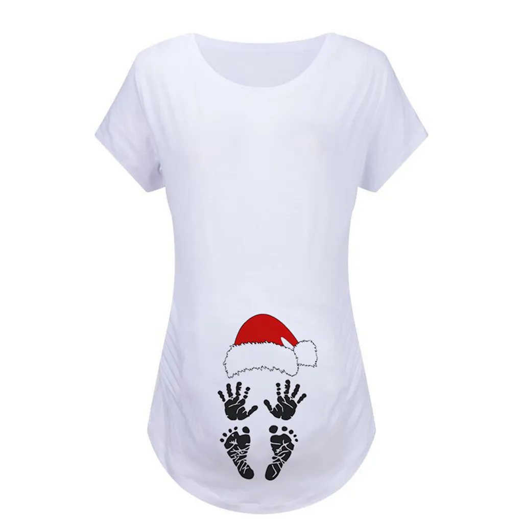 as the photo show Взрывные модели Рождество ухода за кожей для будущих мам рубашка женская Рождественский шарф с принтом Беременные женщины Loose футболка embarazada 40 - Цвет: as the photo show