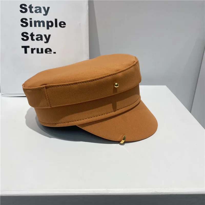 Spring Summer Caps with Earrings Women Newsboy Cap Letter Military Cap Visor